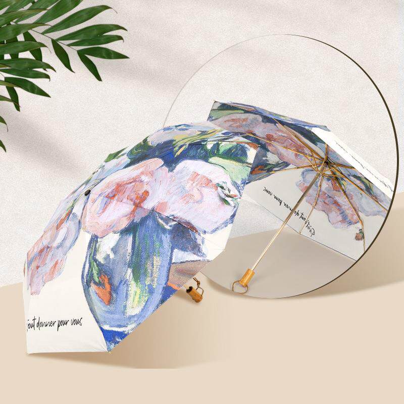 知伞双面花双层白玫瑰超轻太阳伞女防紫外线防嗮晴雨两用伞