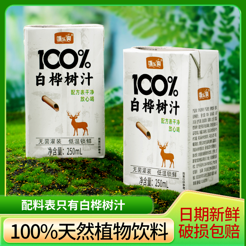 100%白桦树汁250ml*10盒整箱饮料