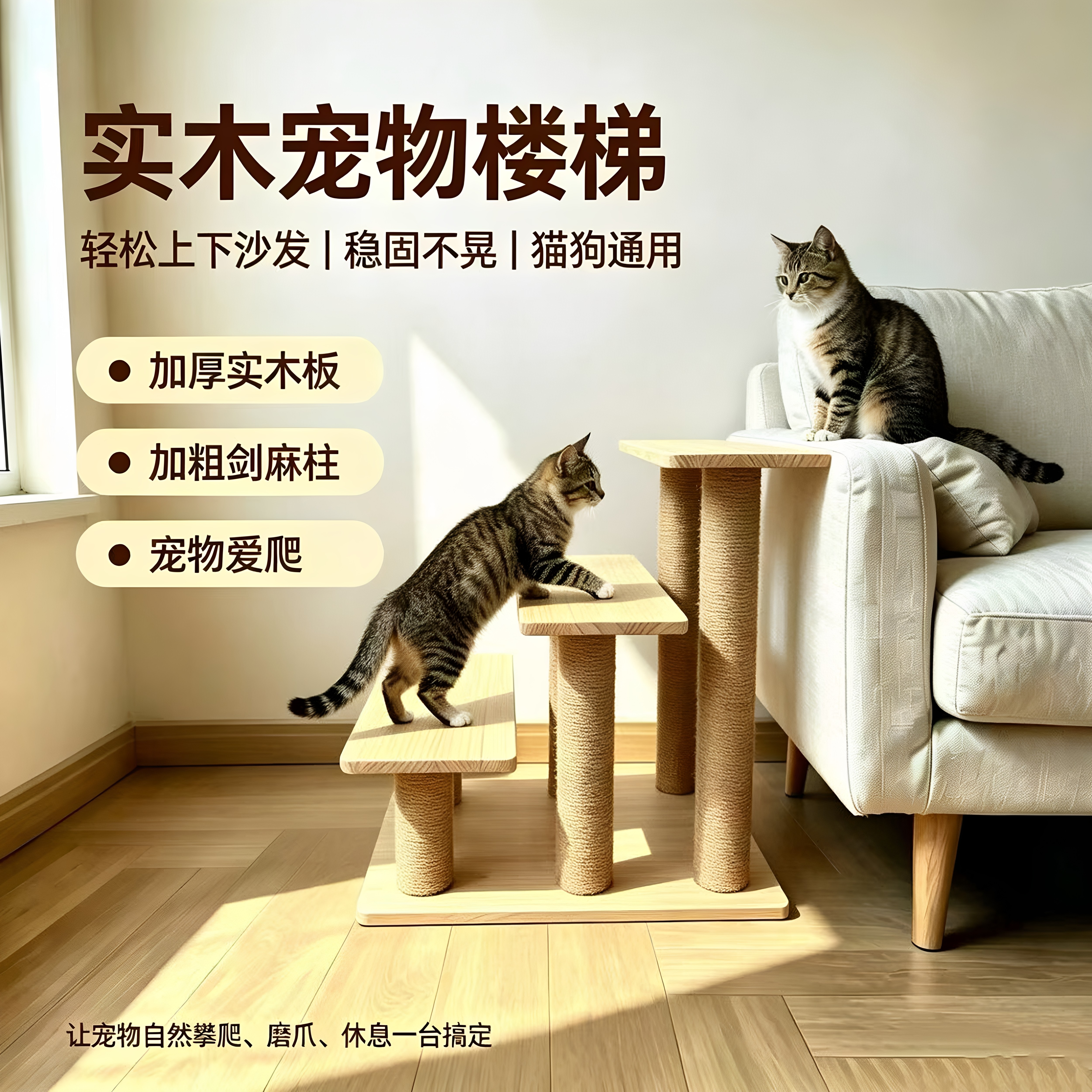 实木宠物台阶爬梯狗狗上床台阶图片