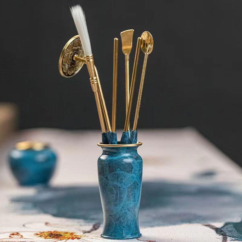 黄铜香道工具香篆香粉罐香道瓶灰压香扫香铲香筷香勺厂家套装