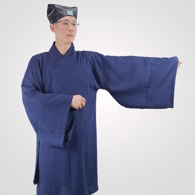 大袖得罗明制道袍三清领外套男夏中国风长褂款汉服衫武当道士服装