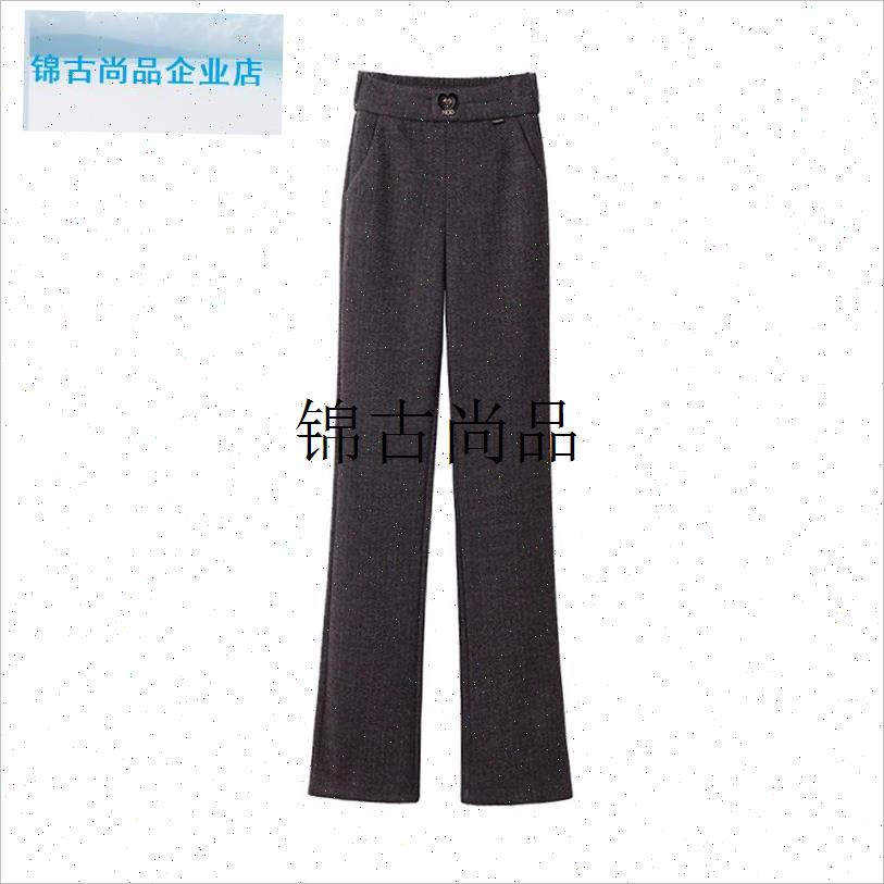 秋冬季羊毛呢微喇叭裤女保暖呢子高腰妈妈裤九分V裤小个子加绒加,
