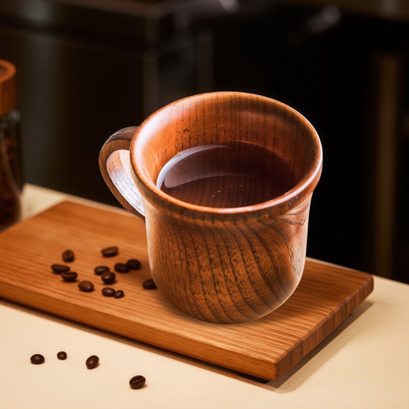 手工打磨复古原木茶杯泡茶杯图片