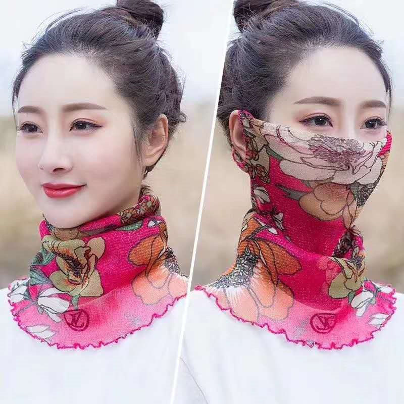 围脖女套头夏季薄款防晒面纱百变小丝巾护颈脖子百搭脖套口罩