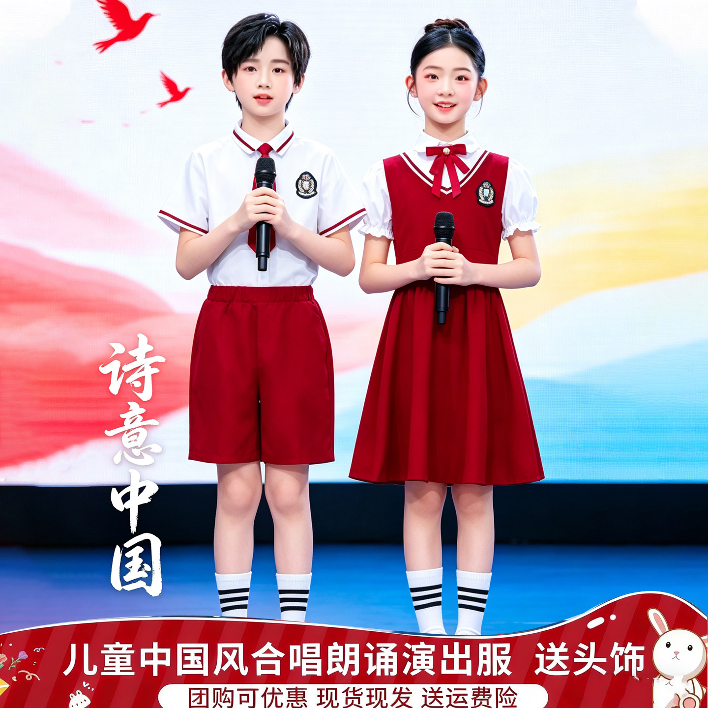十一儿童红色爱国合唱朗诵演出服