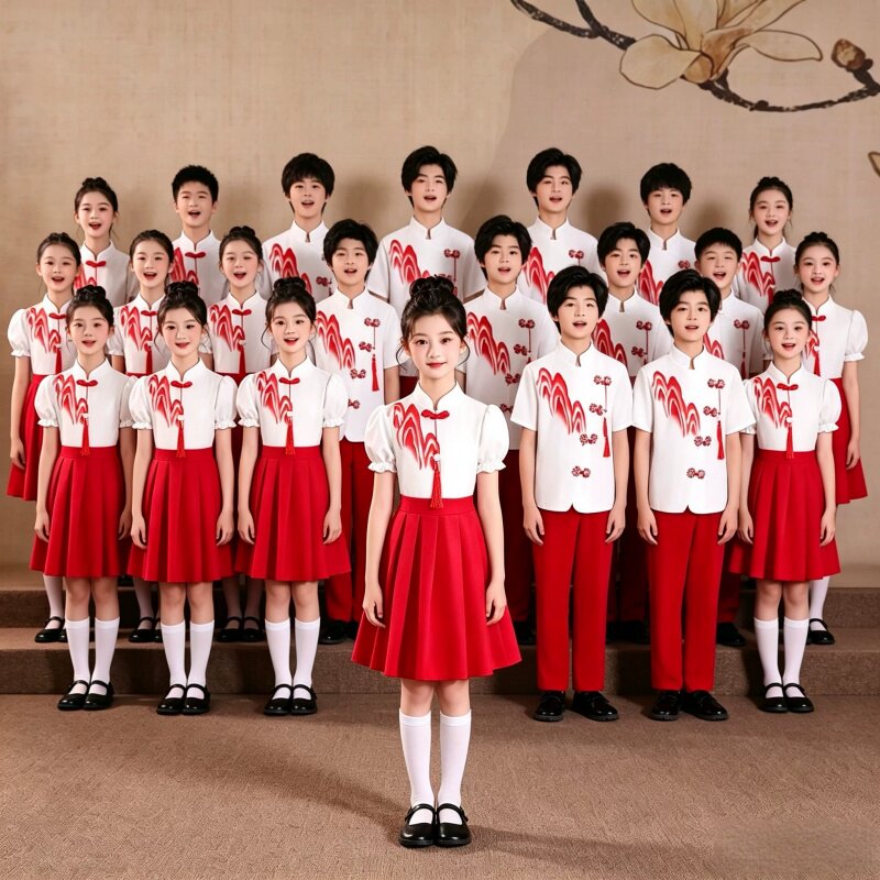 国庆儿童合唱朗诵中国风演出服装