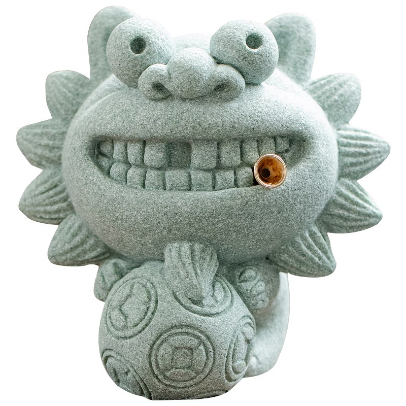 青砂石风狮爷香插装饰摆件 中式国潮创意家用办公桌面茶宠