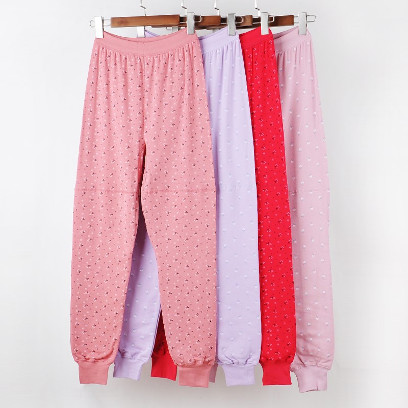 中老年人纯棉带护臀护腿秋裤女秋冬季高腰护膝单件保暖裤妈妈衬裤