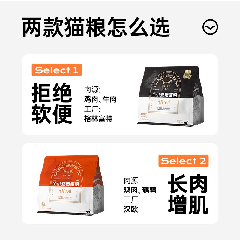 优刻鲜鸡肉鹌鹑低温无谷烘焙通用0肉粉高蛋白天然成幼猫粮500g