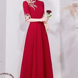 新款学生礼仪演出服迎宾小姐颁奖旗袍合唱表演服装中国风高端礼服