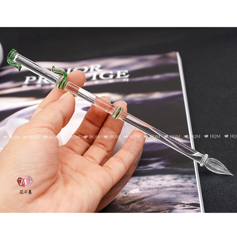 竹节玻璃笔蘸水笔玉竹蘸墨水晶笔金粉墨水竹子玻璃沾水笔学生套装