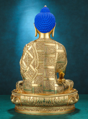 阿弥陀佛佛像摆件仿尼泊尔纯铜精工全鎏金雕花密宗供奉三宝佛佛像