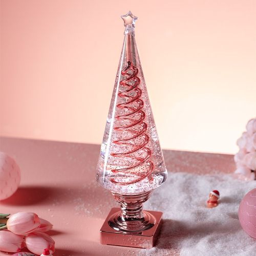 2024新款桌面迷你小发光树旋转圣诞树圣诞节装饰品摆件氛围装饰灯