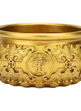 纯铜聚宝盆招财摆件中式家用客厅玄关装饰礼品聚财黄铜米缸存钱罐