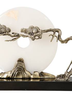 新中式摆件高端玉石平安扣禅意家居客厅书柜博古架办公室软装饰品