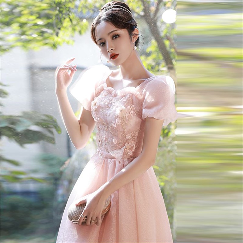 高级感生日宴会十八岁成人礼主持毕业艺考长款礼服裙公主连衣裙