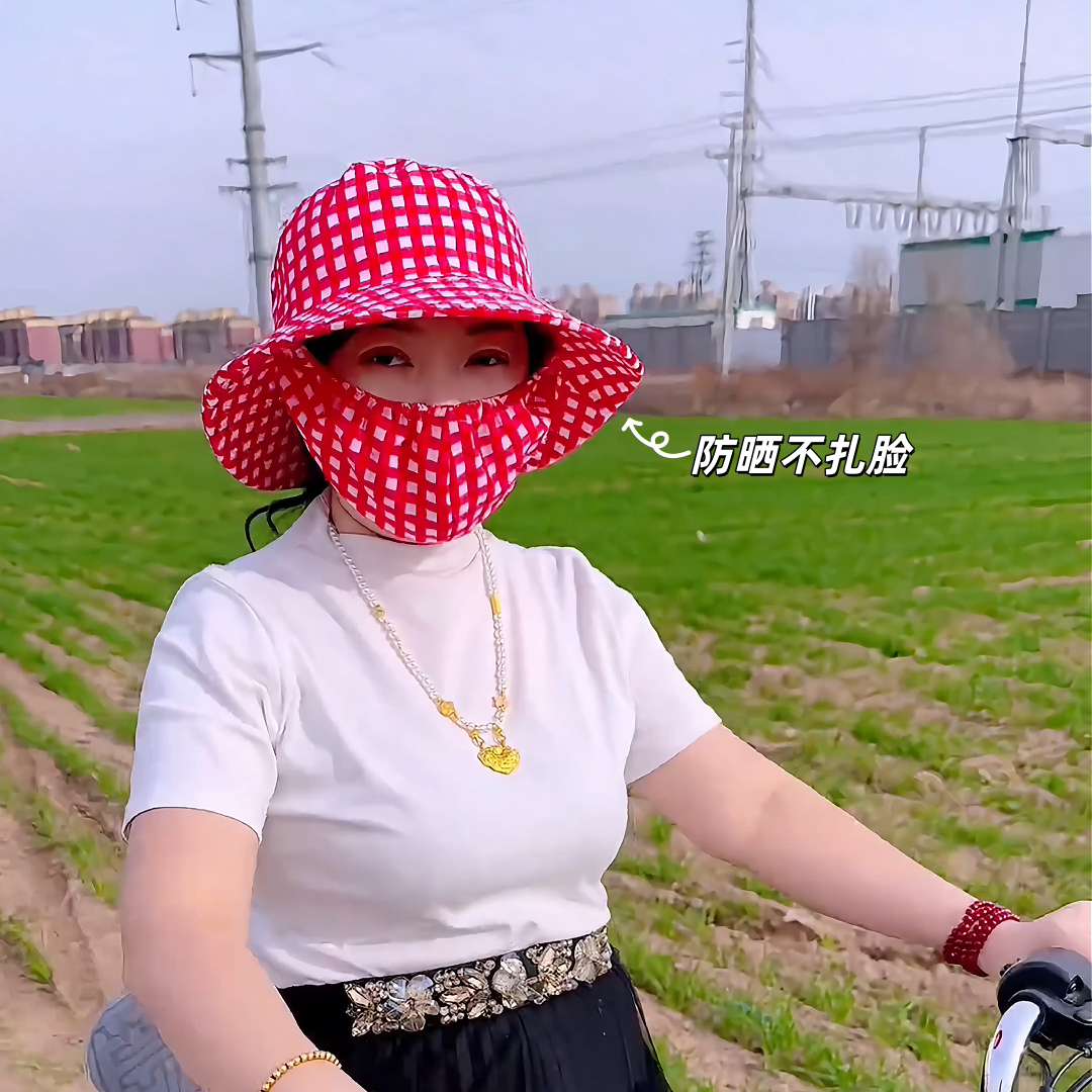 农活防晒帽子一体遮阳口罩采茶女太阳遮脸户外夏新款骑车防紫外线