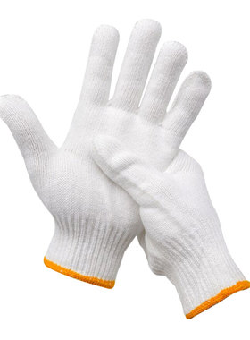 汉盾HD-400G涤棉 10针本白400g涤棉纱线手套（橙色锁边 12付/打）