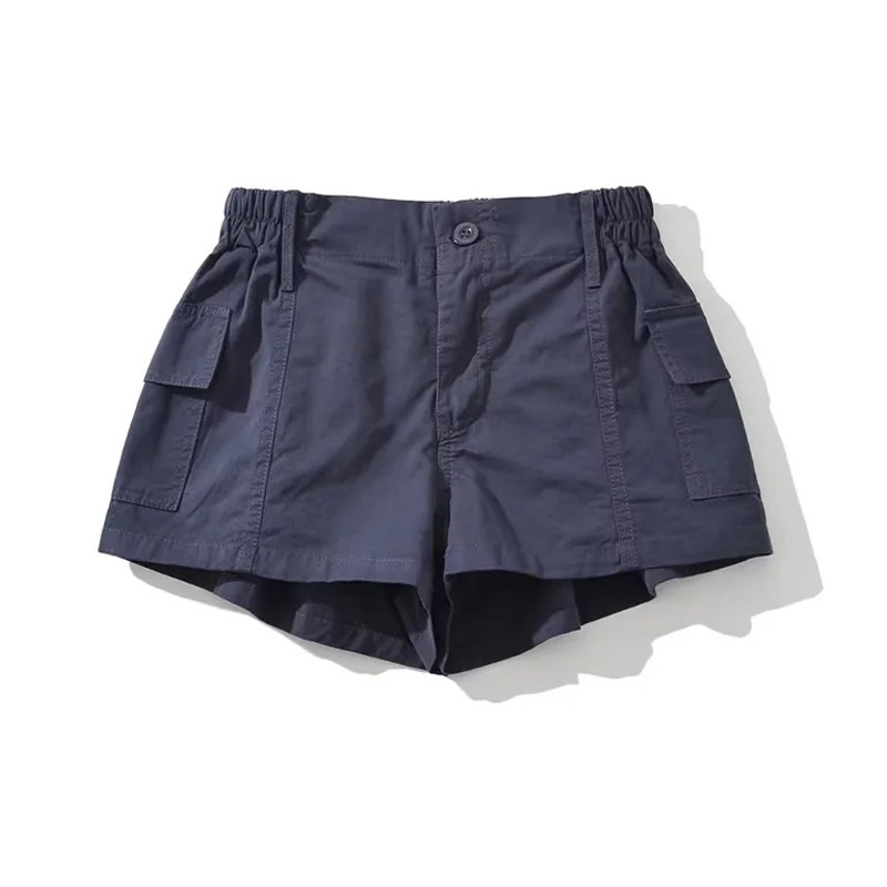 小个子工装短裤女夏季薄款高腰显瘦垂感洗水棉休闲多口袋辣妹热裤