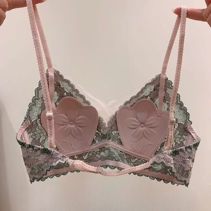 法式刺绣蕾丝内衣女夏季薄款无钢圈性感兔耳杯小胸聚拢美背文胸罩