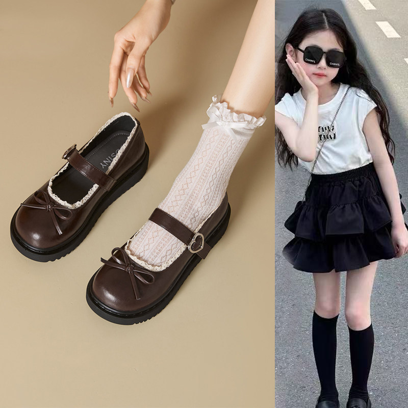 女童黑色真皮公主鞋2026春秋季新款小女孩透气小皮鞋演出鞋子大童