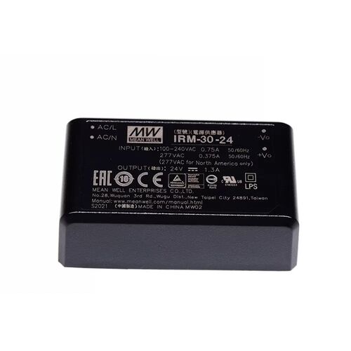 台湾明纬IRM-30-24直插型30W/24V AC转DC开关电源模块 3KV隔离
