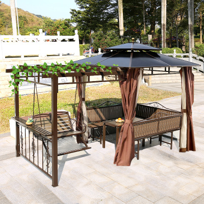 户外凉亭庭院别墅防腐木葡萄架花园楼顶阳台露天室外休闲塑木凉亭