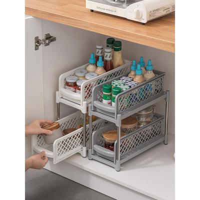 厨房台面抽拉式置物架多层收纳架调味品整理浴室抽屉式层架收纳