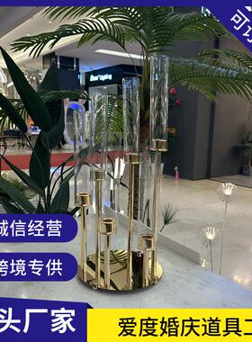 婚庆道具金色6头步步高路引铁艺亚克力烛台浪漫装饰摆件路引装饰
