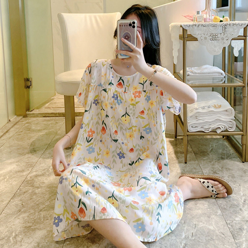 2026新款棉绸夏季短袖卡通睡裙女