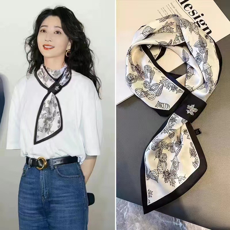 新款波点小长条丝巾女百搭春秋
