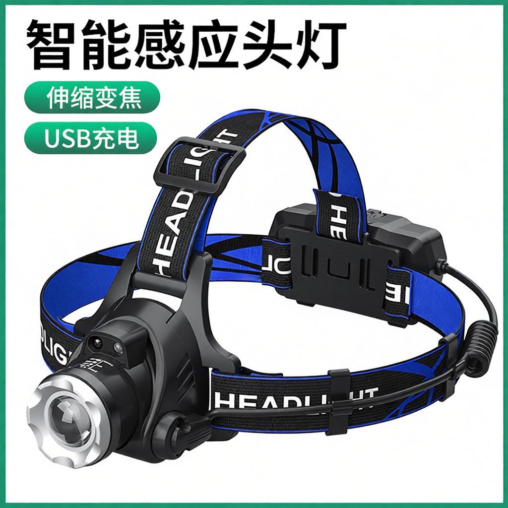 头灯强光超亮充电LED头戴式户外