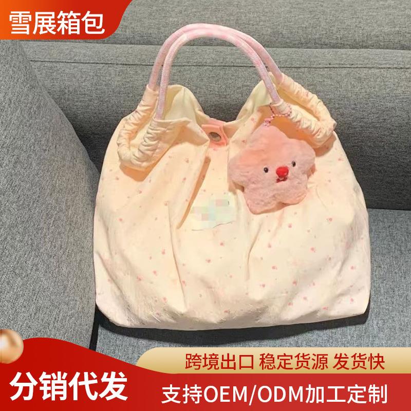 上班族出门通勤小拎包百搭手提杂物袋可爱2022女款轻便帆布便当包