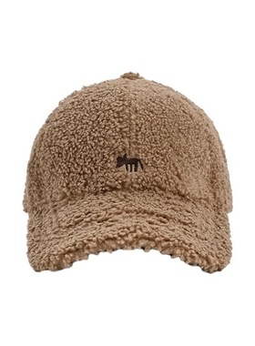 freerabbit II小狐狸刺绣羊羔毛棒球帽女秋冬季毛绒保暖鸭舌帽子