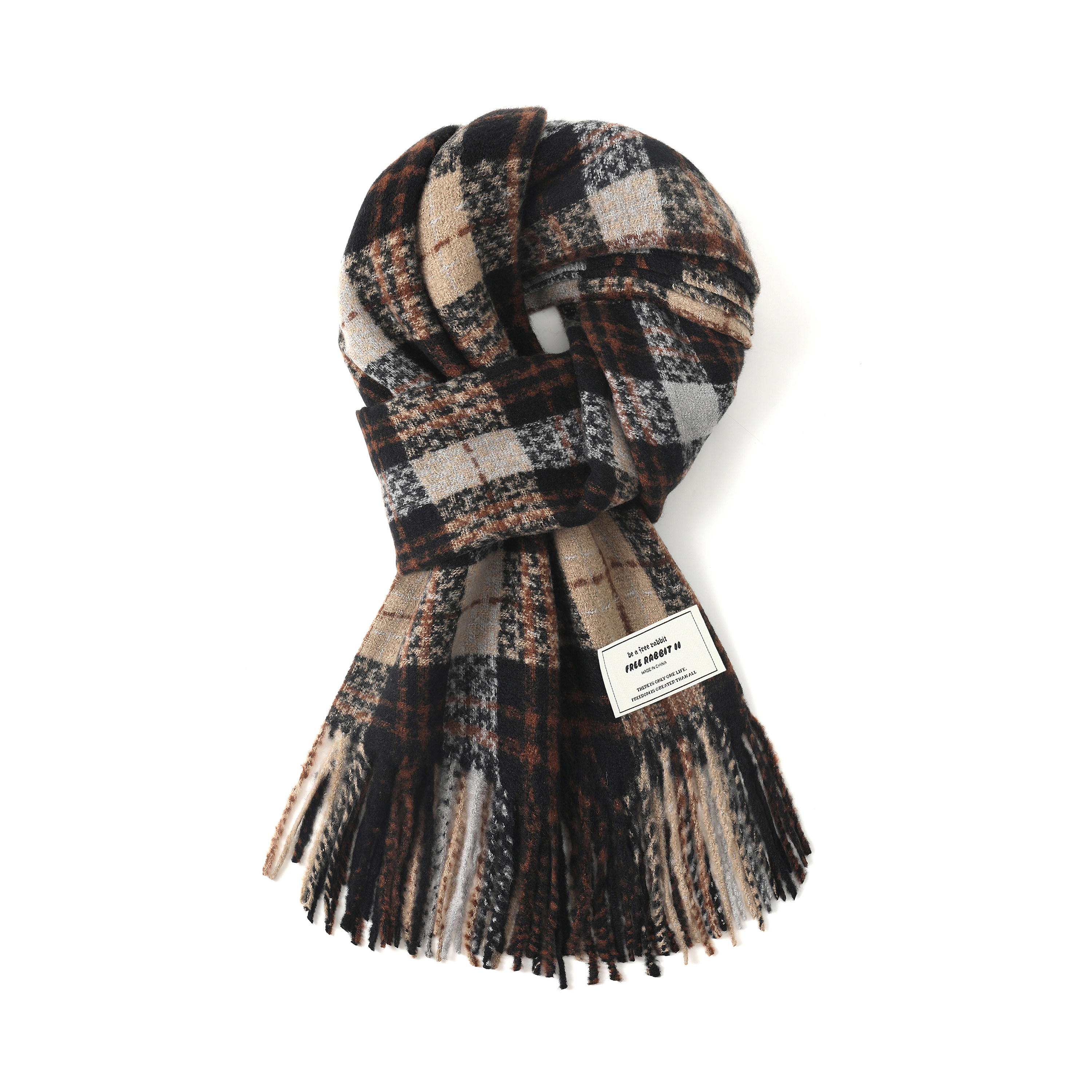 美拉德色系保暖绒线围巾男女