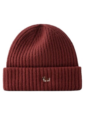 freerabbit II可爱卡通小狐狸刺绣针织保暖毛线绒帽男女同款情侣