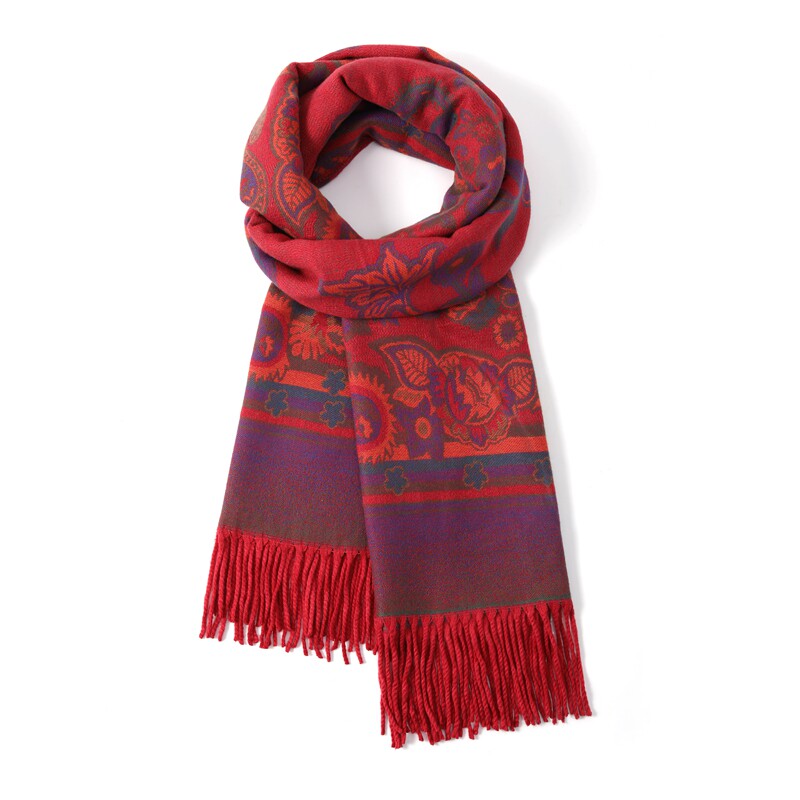 FREE RABBITⅡ 民族风长款围巾腰果花保暖披肩度假加厚斗篷围脖