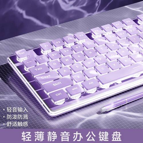 前行者静音有线键盘滑鼠套组紫色打字专用手感好电脑游戏女生办公