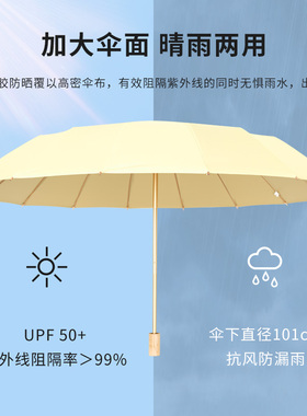 bpb复古太阳伞16骨大晴雨伞两用女中式折叠抗风防晒防紫外线遮阳