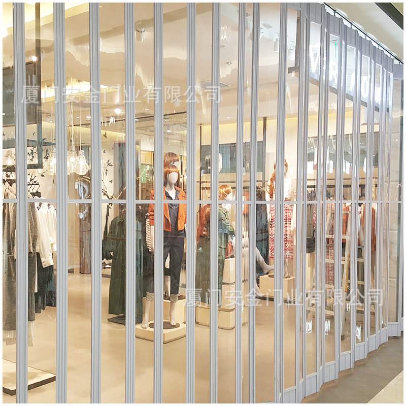 推拉门开放式弧形折叠闸 商场店铺水晶门机场水晶门百折门