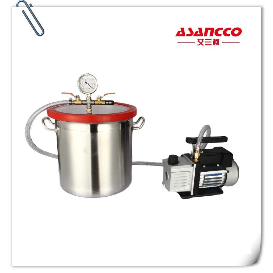 2018新款3加仑不锈钢脱泡桶单级2L真空泵5CFM 抽气泵工业