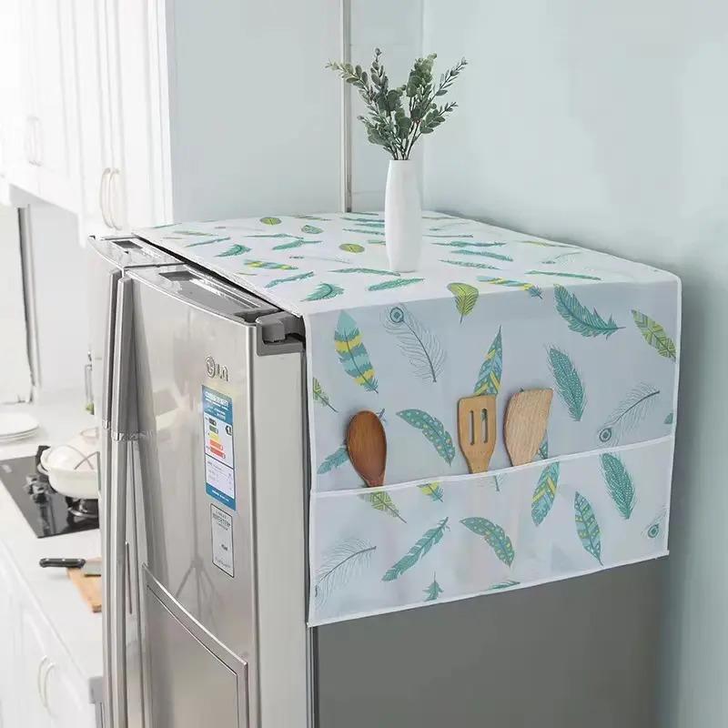 家用两用冰箱防尘罩中式防灰尘顶盖布单开门双开门可水洗冰箱盖英