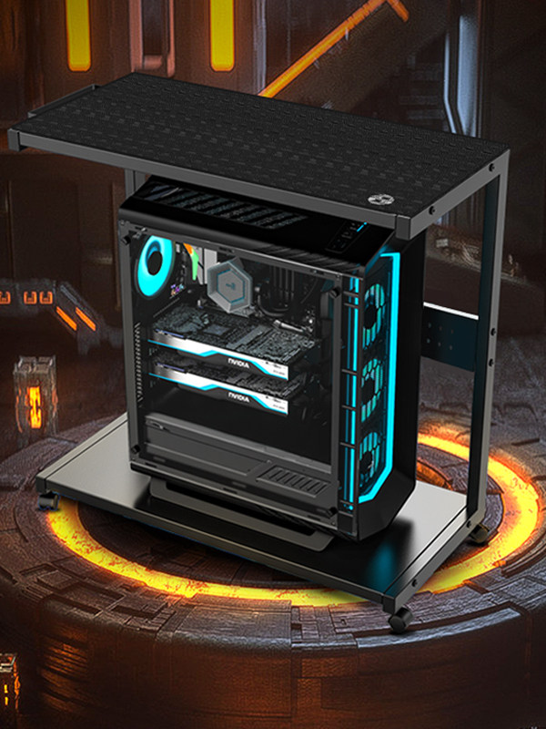 桌下打印机储物架落地式多层移动储物锻铁柜游戏室电脑主机支架