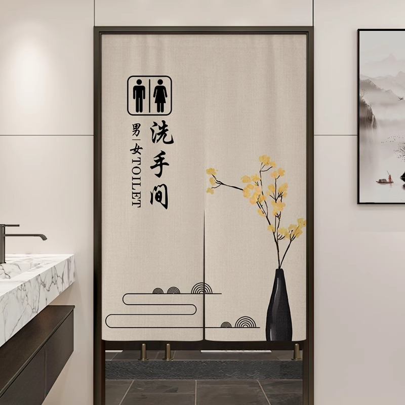 定制公共卫生间专用门帘隔断帘免打孔防水布帘学校厕所门口遮挡帘