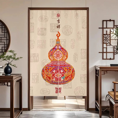 中式葫芦门帘半截式对门化解风水帘子玄关隔断帘厨房卫生间遮挡帘