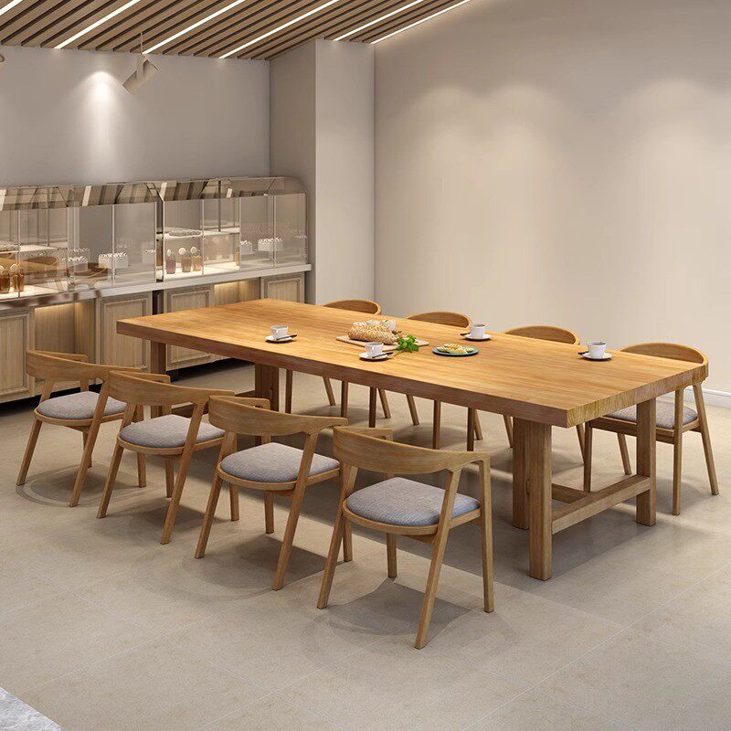 商用实木大型餐桌长方形酒店餐厅桌椅组合饭店咖啡图书馆大板桌子
