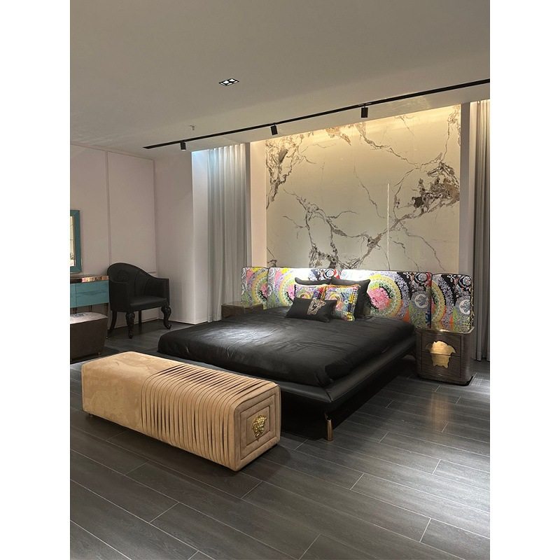 布艺床意式轻奢大户型宽屏双人床高档豪宅家具现货