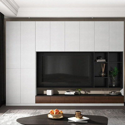 新款电视柜组合墙柜现代简约客厅一体  地柜轻奢背景柜整体柜