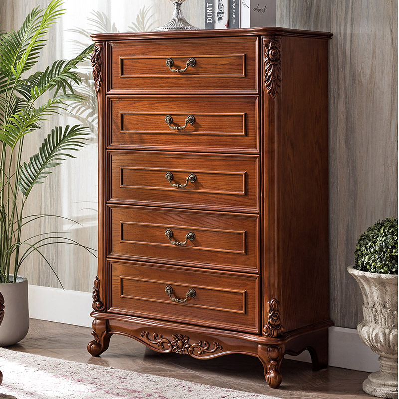 全实木五斗柜欧式多功能三斗橱现代卧室储物收纳柜美式简约七斗柜