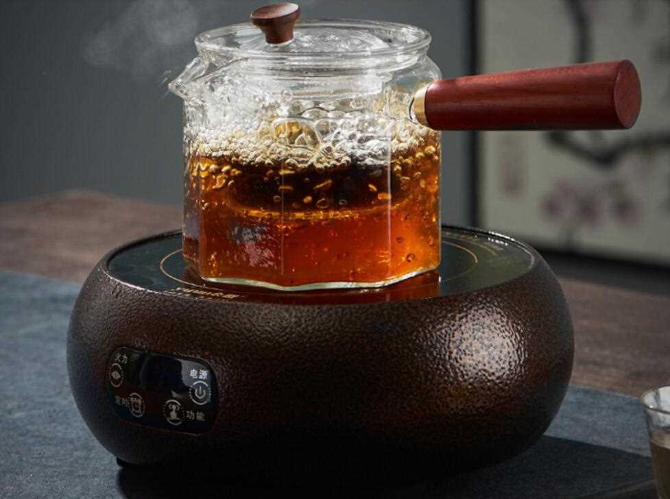 厂家木把锤目纹玻璃壶直身煮茶壶 侧把玻璃煮茶壶 八面侧把壶